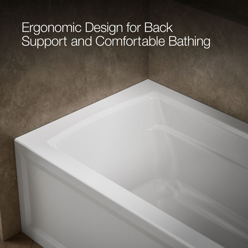 Archer 60" x 32" Alcove/Tile Soaking Bathtub, White, Right