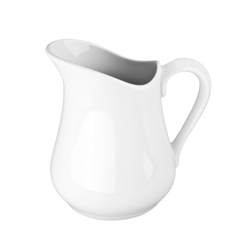 White Porcelain 1-Quart Pitcher with Curved Handle