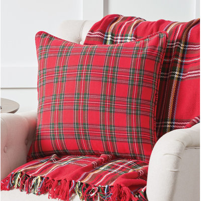 Cotton Plaid Throw Pillow