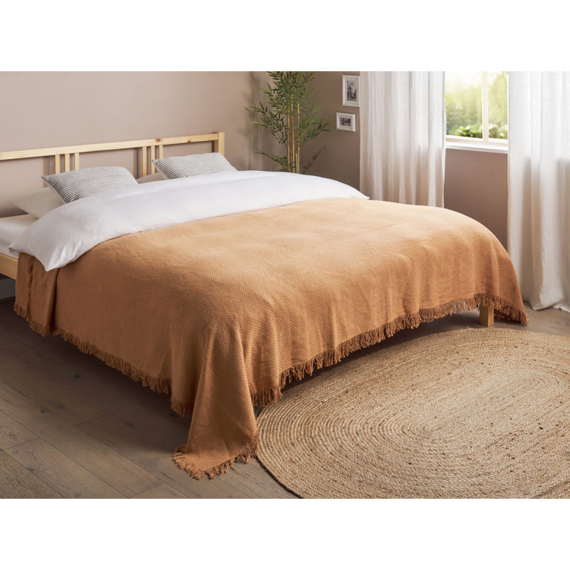 YERBENT Cotton No Pattern Bedspread, Brown
