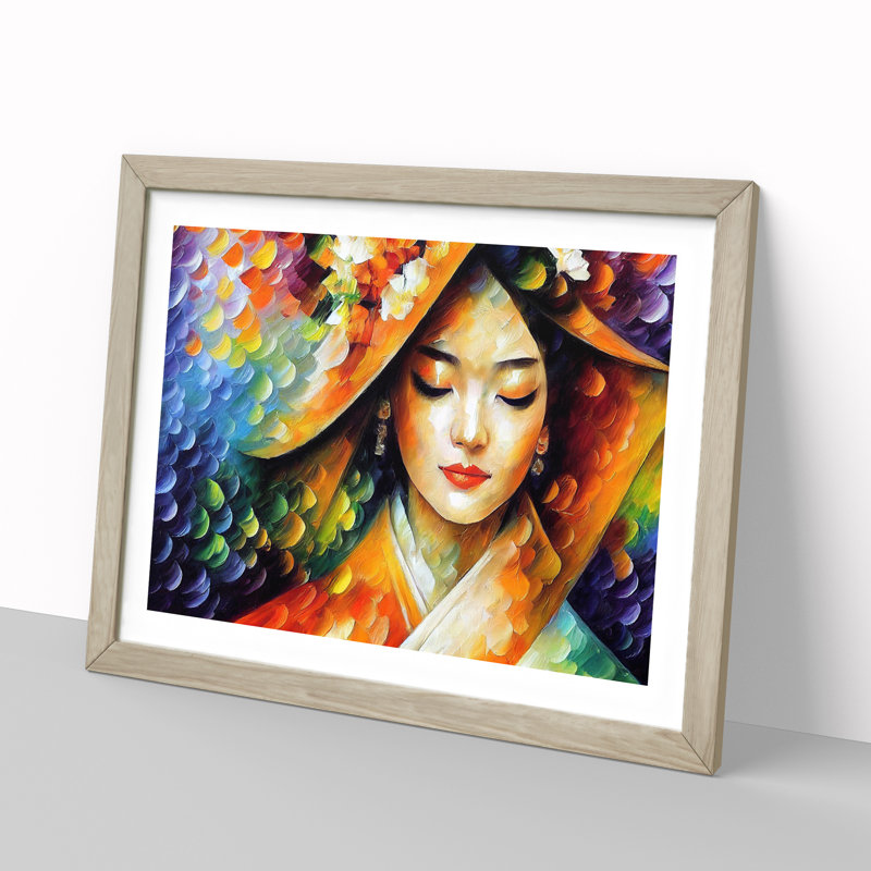 Shimmering Geisha Vol.3 Abstract - Framed Print, 46cm H x 64cm W x 2cm D, Oak