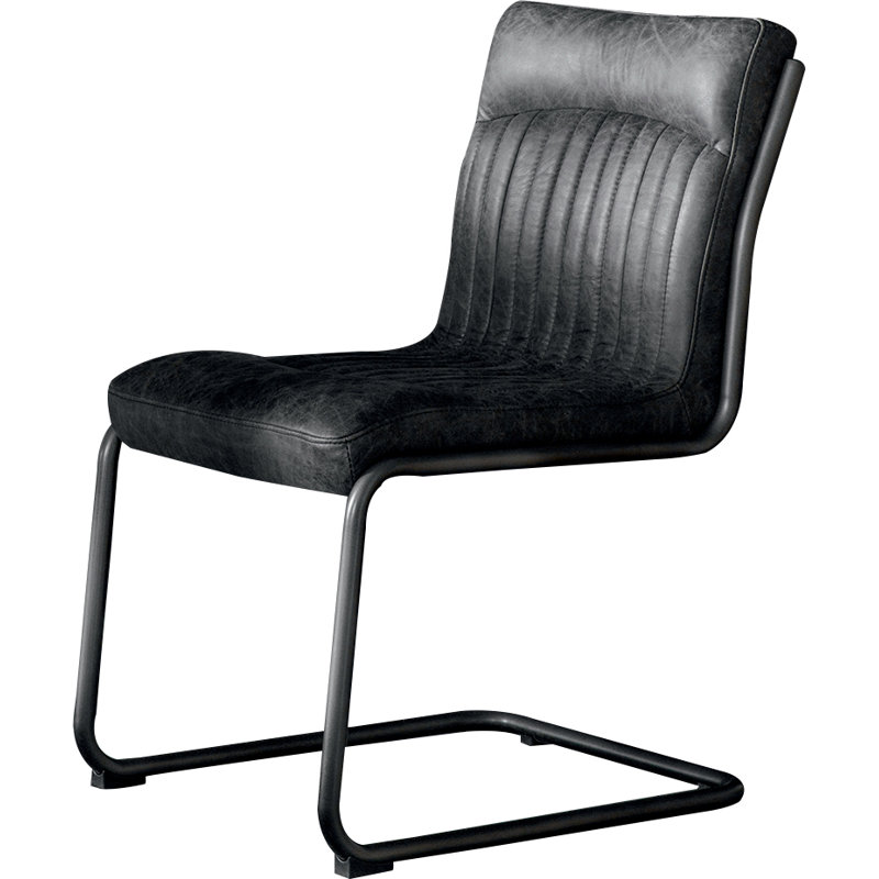 Lakeview Genuine Leather Upholstered Metal Side Chair