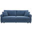 Canapé-lit escamotable en tissu bleu avec compartiment désirable - 2 places, grand lit, siège mi-ferme, dossier lâche, conversion de grand lit élégant et fonctionnel, confort du siège,-1299747625