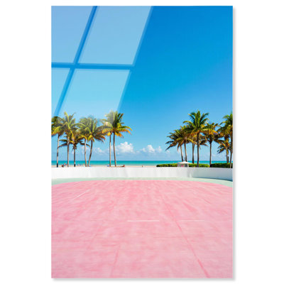 «Pink Court Palm», impression acrylique par Notoriart, prête à être accrochée