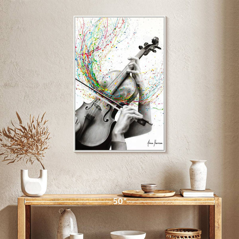 Le violon seul, 25 po x 37 po, Floating Frame White
