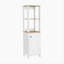 Armoire à porte simple en lin 59,3 H, deux tablettes intérieures, deux tablettes ouvertes-106770189