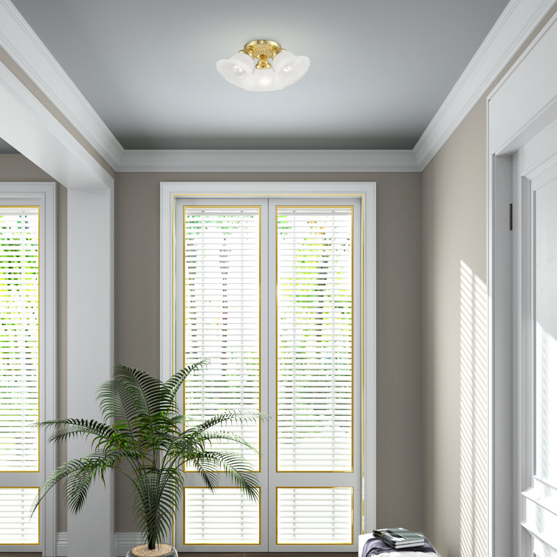 Glass Flush Mount, Polished Brass