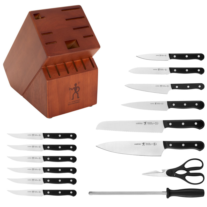 Henckels Solution 15-Pc Knife Block Set With Prep Knife, Walnut