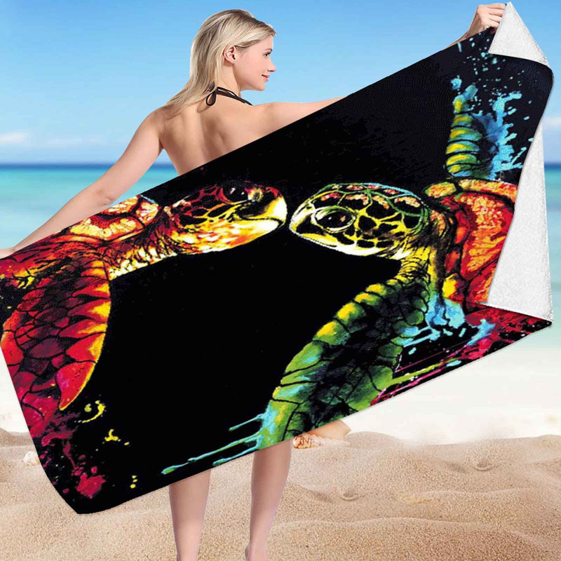 Serviette de plage animaux marins serviette de bain en microfibre double face, B