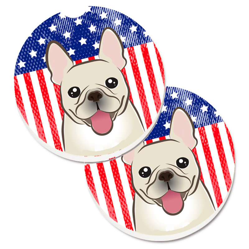 Sous-verre american flag, Bouledogue français blanc