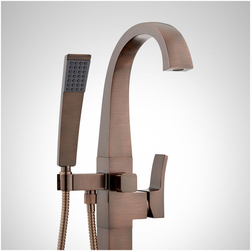 Vilamonte Freestanding Tub Faucet with Hand Shower and Rough-In Valve Less Stops - Oil Rubbed Bronze, Rubbed Bronze