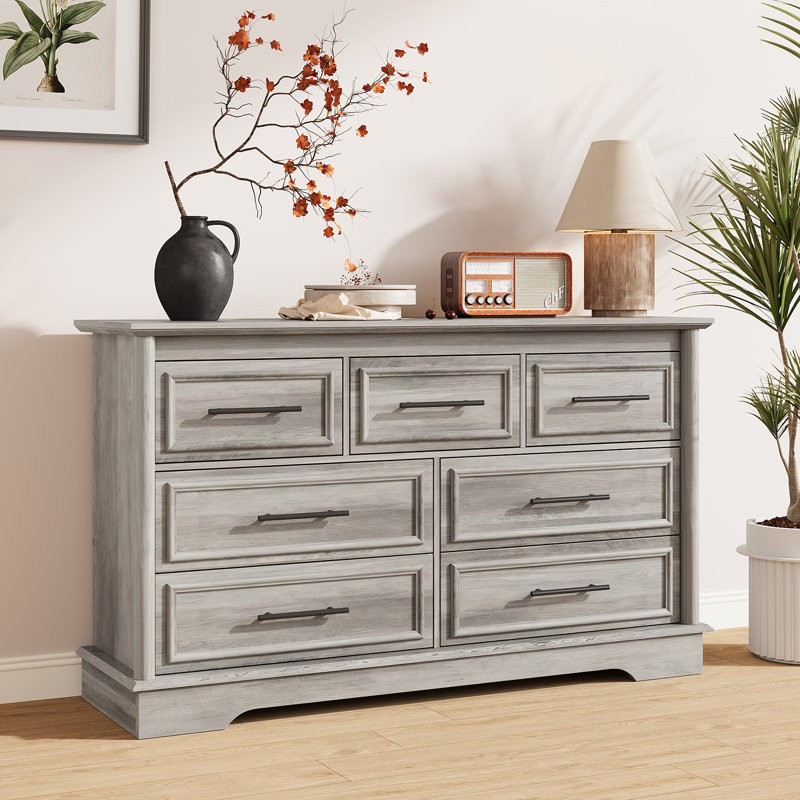 grey dresser canada Best Master Furniture Leon 6-Drawer Gray Modern Dresser 32 in. H x 47 in. W  x 18 in. D LEOND