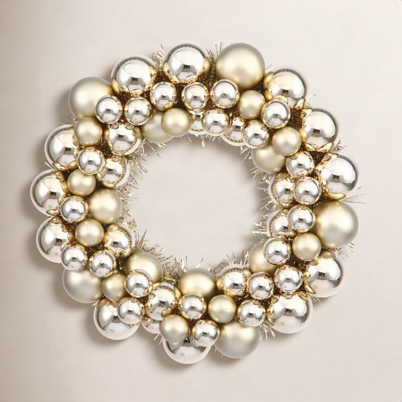 Couronne de boules brillantes et mates, 7, Doré