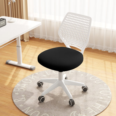 Chaise de travail pivotante sans accoudoirs en maille creuse XUEGW avec réglage pneumatique de la hauteur, noir et blanc