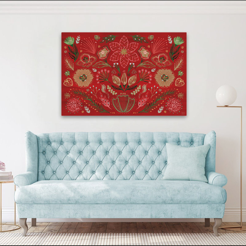 Holiday Lore I contemporain floral doré crème Christma, H 60 po x l 40 po