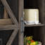 Garde-manger rustique de 70,87 po de hauteur avec lumières DEL et station de charge, armoire de rangement avec porte de grange coulissante et tablettes réglables-853721472
