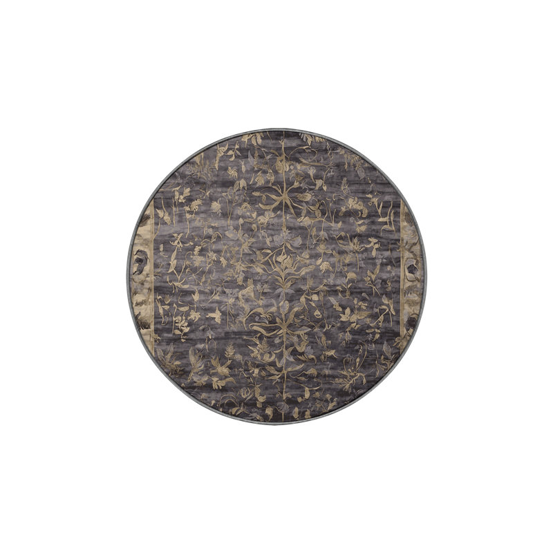 Tapis gris lavable à la machine, Rond 3 pi