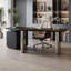 Bureau en bois manufacturé courbé noir et argent avec 3 tiroirs-131409964