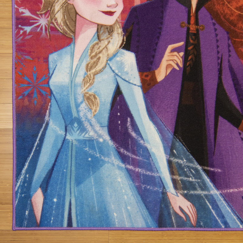 Tapis antidérapant rose et bleu pour jeunes «Stronger Together» Elsa and Anna de Disney Frozen