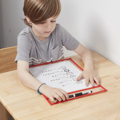 ECR4Kids MessageStor Dry-Erase Reusable Clear Pockets with Markers, Plastic Sleeves, Assorted, 30-Piece