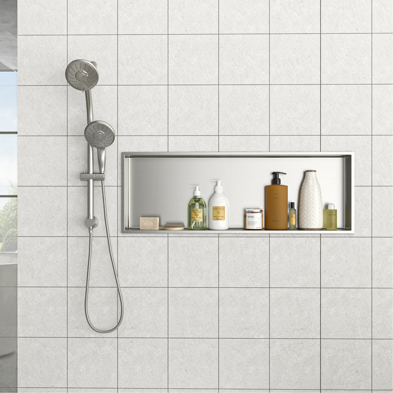 37" X 13" Stainless Steel Shower Niche, Brushed Nickel