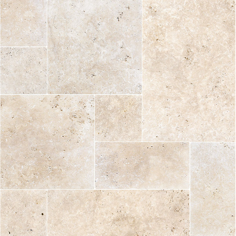 Ivory 16" x 24" Travertine Random Mosaic Wall Tile