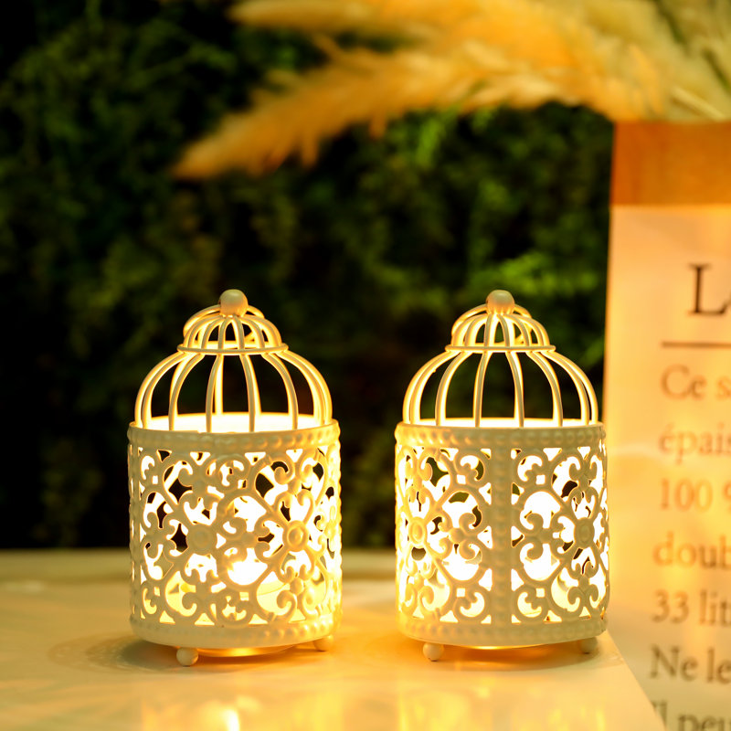 Petit porte-bougie en métal, Blanc