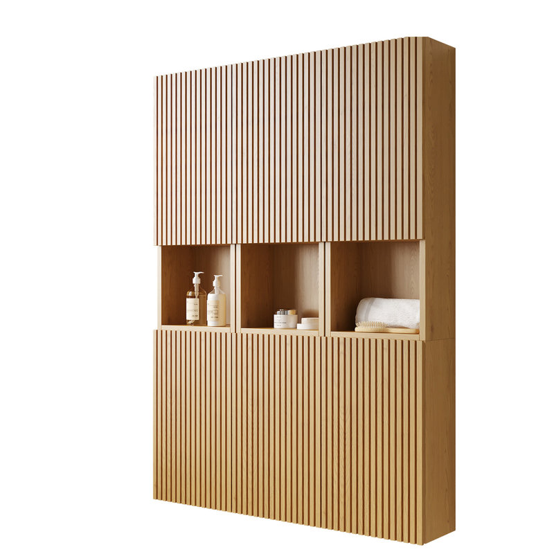Armoire de rangement pour salle de bain de 41 po - 6 armoires avec portes en contreplaqué couleur de grain de chêne fabriqué de façon imperméable et pratique pour diverses pièces