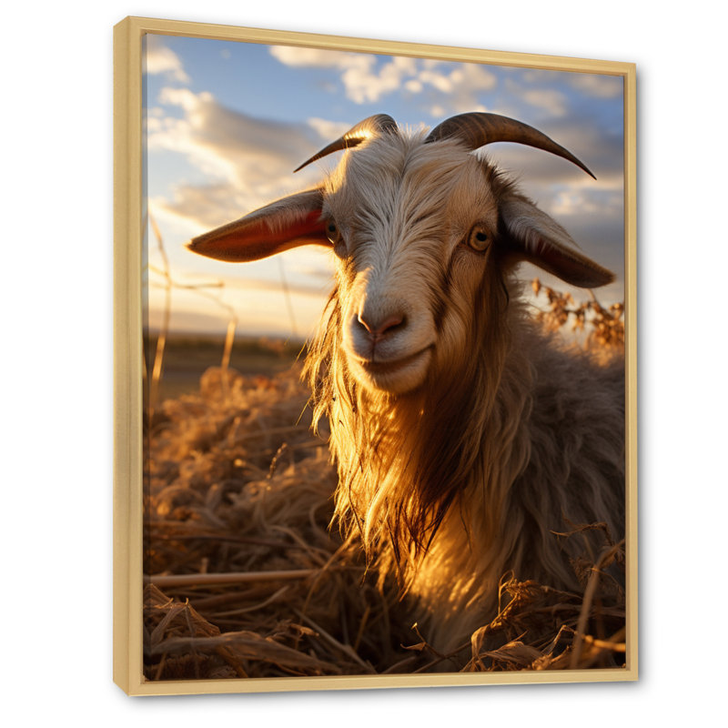 Keeisha Goat Portrait Vibrant II sur toile, H 32 po x l 16 po x P 1 po, Cadre naturel flottant