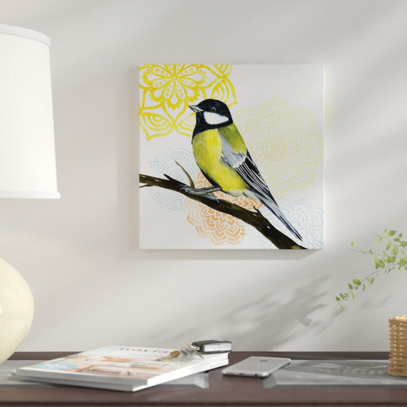 « mandala oiseau iii », reproduction d’impression sur toile, H 26 po x l 26 po x P 1,5 po, Toile tendue, Pas de tapis