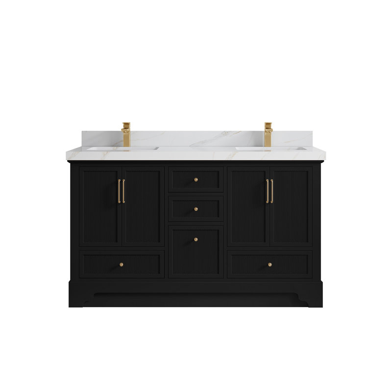 Alys 60 Double Bathroom Vanity with Top (Knobs Option), Calacatta Sienna