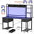 47"-59" Computer Desk with LED Lights & Outlet & Hutch-1209694763-1209694765