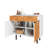 Liam 35" Mid-Century Modern 3-Door Accent Cabinet with 4 Shelves in Natural Wood Print and White-1244959954