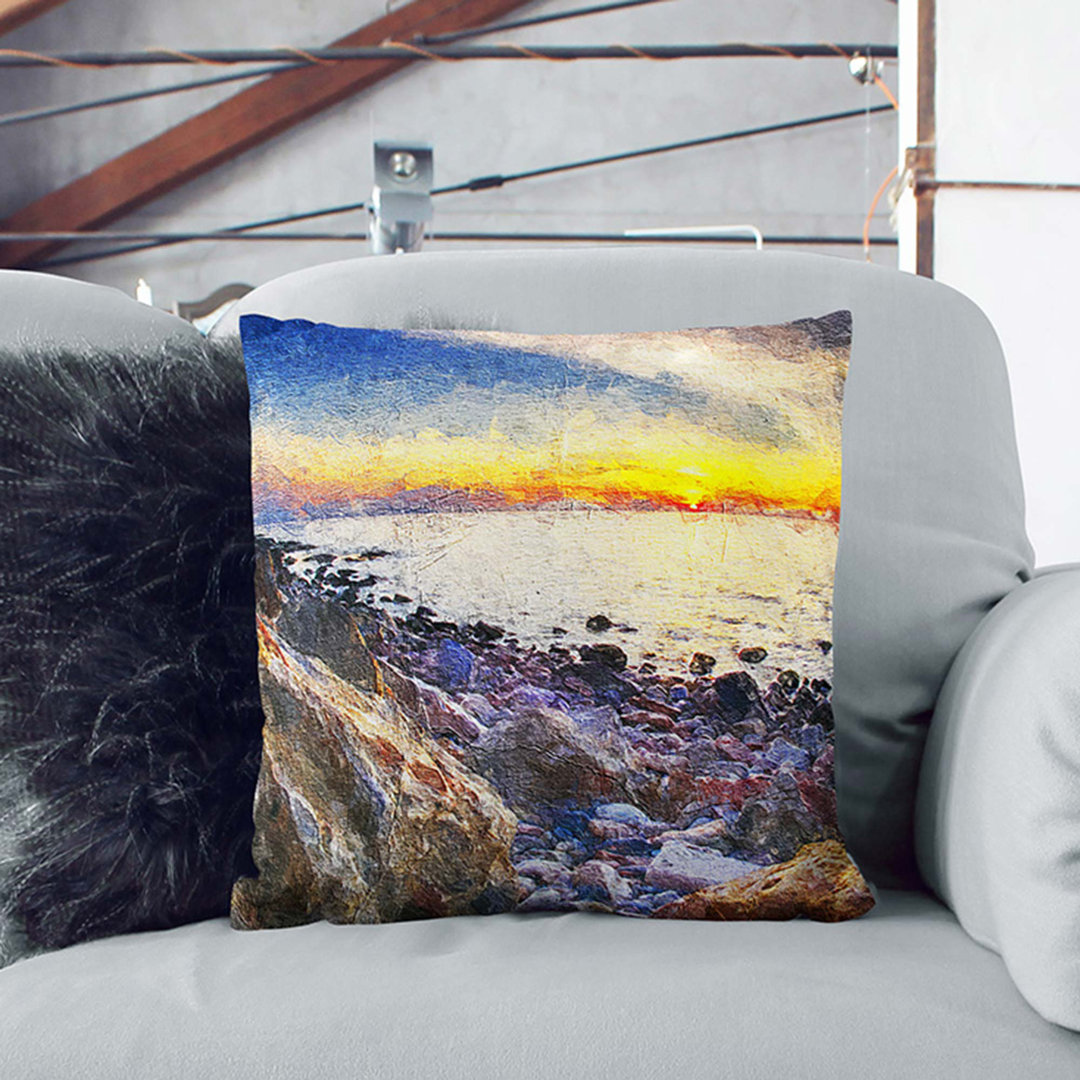 Ocean View in Murcia Spain in Abstract Cushion with Filling