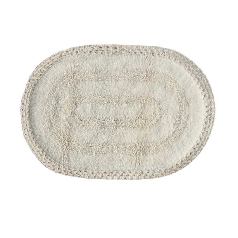 Adiraica 100% Cotton Bath Rug, Ivory