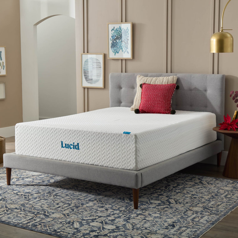 Matelas en mousse à mémoire de forme mi-ferme 14 po Lucid SureCool ™, Double, 14"