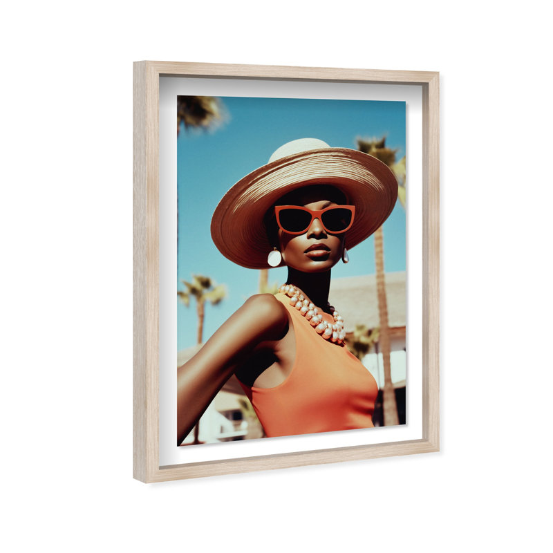 Elegant Palm Springs WomanShadowbox by Oliver Gal, 25.5" H x 17.5" W, Cream
