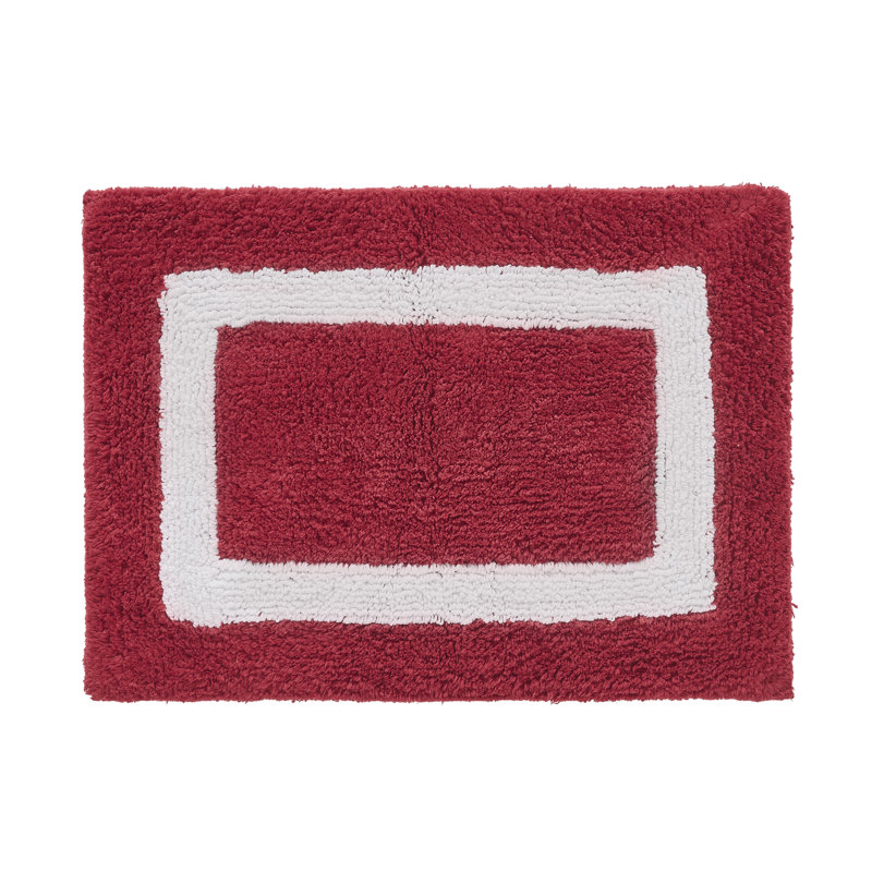 Atle Reversible Cotton Tufted Bath Rug Set, 3PC (17" x 24" | 24" x 40" | 20" x 60"), Red/White
