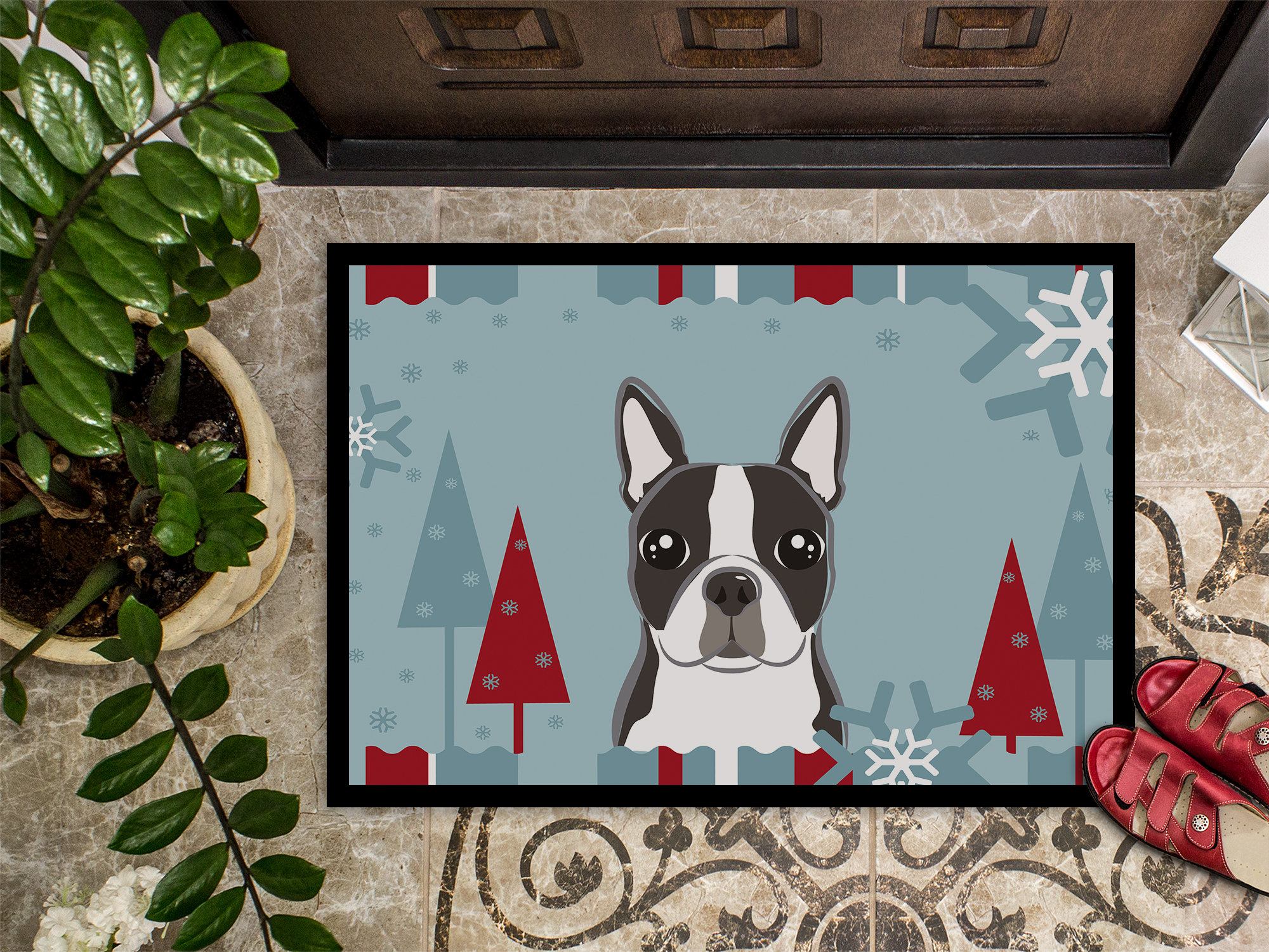 Caroline's Treasures Winter Holiday Boston Terrier Non-Slip Outdoor Door  Mat Wayfair