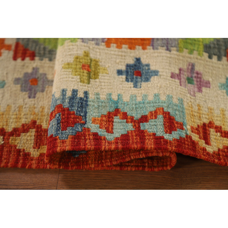 Tapis géométrique en laine Kilim