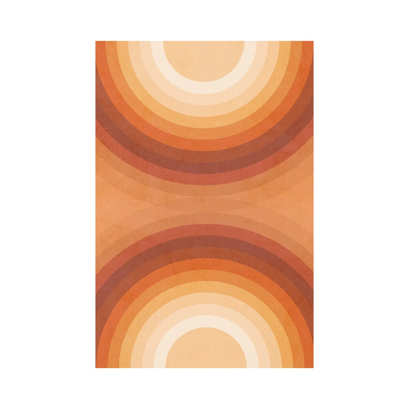 «Midmod Geo VII Terracotta Double Rainbows» par Dominique Vari - impression sur toile tendue, H 18 po x l 12 po x 1,5 po