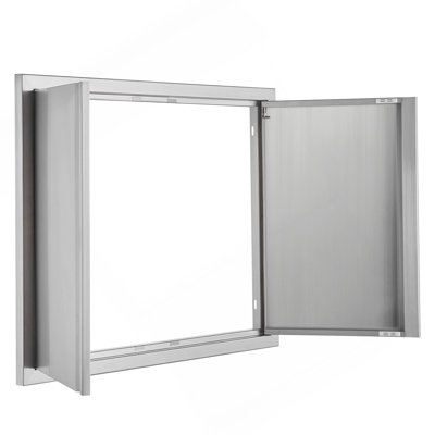 BBQ Access Door, 31W X 24H Inch Double Outdoor Kitchen Door, Stainless Steel Flush Mount Door, Wall Vertical Door With Recessed Handles , For BBQ Island, Grilling Station, Outside Cabinet