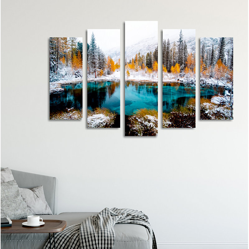 Superbe ensemble de 5 toiles décoratives 20 x 19,7 po (2 pièces) et 20 x 23,6 po (2 pièces) et 20 x 27,6 po (1 pièce) | 60% coton / 40% polyester, structure en bois robuste, impression numérique | Parfait pour le salon et le bureau