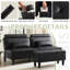 Canapé-lit convertible avec futon / repose-pieds / table basse, ensemble de futon pliant multifonctionnel, canapé-lit capitonné pour petit espace, chambre à coucher, appartement, dortoir (noir)-1413341456