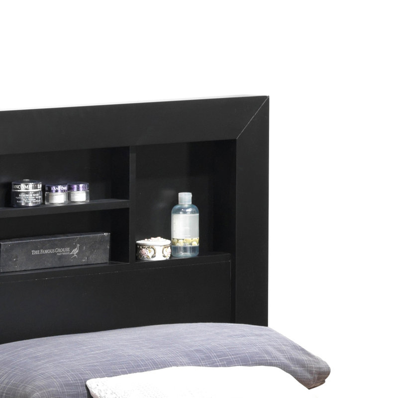 Lit simple avec rangement Burlington, noir, Lit simple, Black