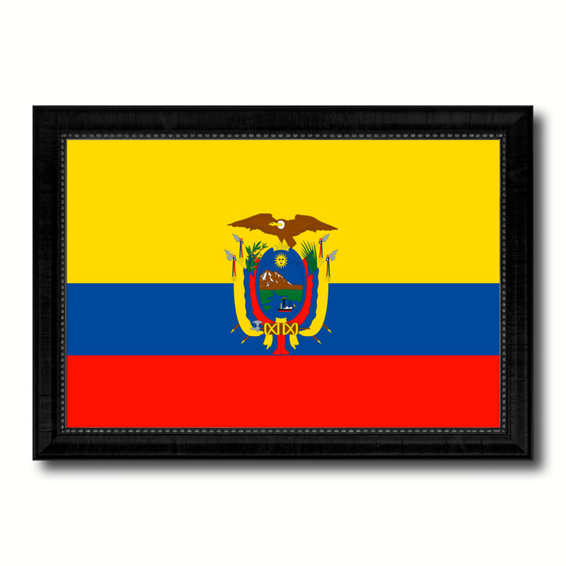 Impression sur toile encadrée « ecuador country flag », H 21 po x l 30 po x P 1 po, Encadrement noir