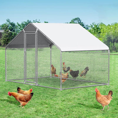 Large Metal Chicken Coop Chicken Run, Chicken Pen with Water-Resident and Anti-UV Cover, Duck Rabbit House Outdoor (9.8’ W x 6.6’ L x 6.4’ H) -  Tucker Murphy Pet™, 2C85A78FC84B412389EE48A8F2AC00F4