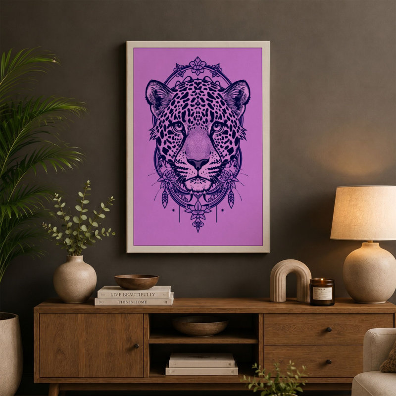 Mandala Leopard Boho - Wrapped Canvas, 30x20 - 76.2 x 50.8 cm, Cream Border