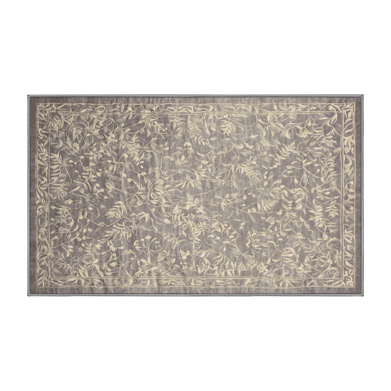 Tapis gris lavable à la machine, Rectangulaire 3 pi x 5 pi