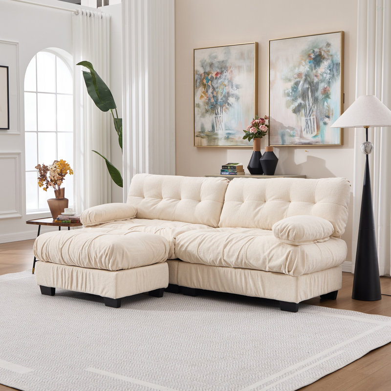 Canapé modulaire modulaire Cloud Couch avec sièges profonds et repose-pieds, Beige